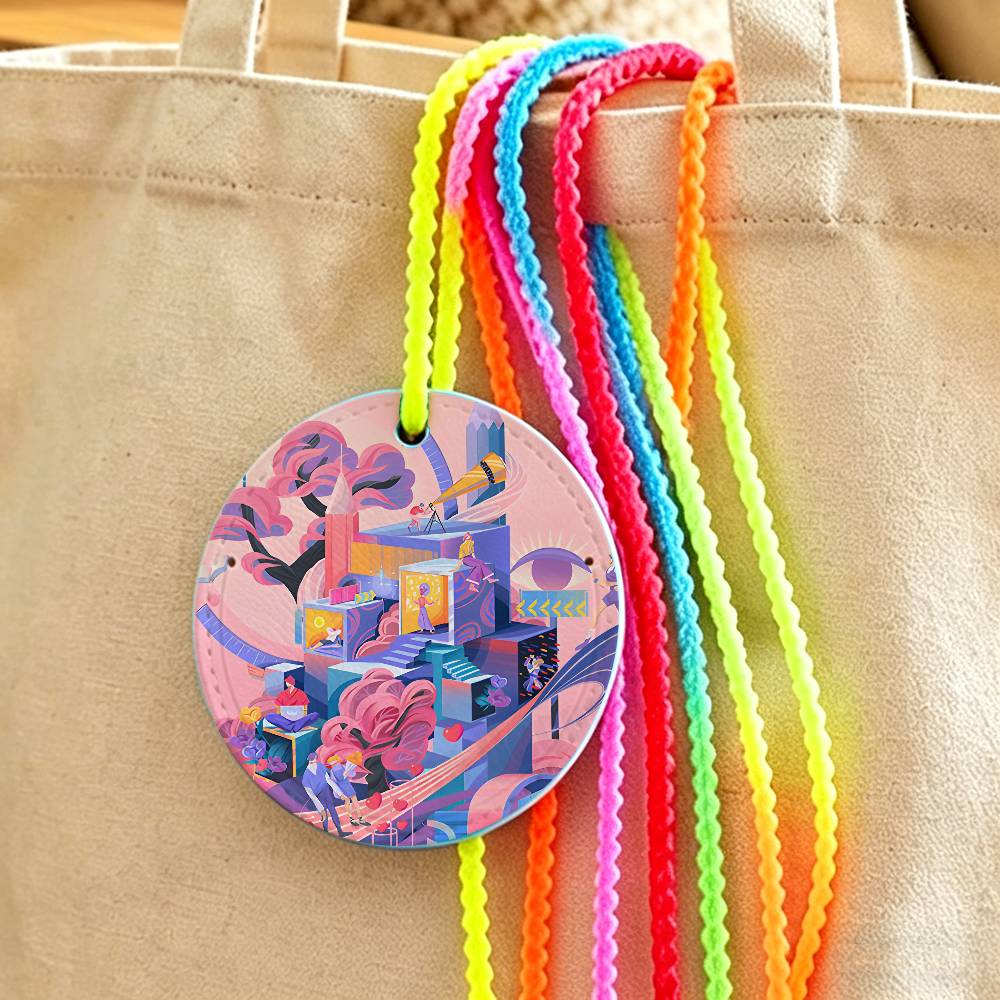 Luggage Tag Leather - Etiqueta de equipaje creativa con ilustración