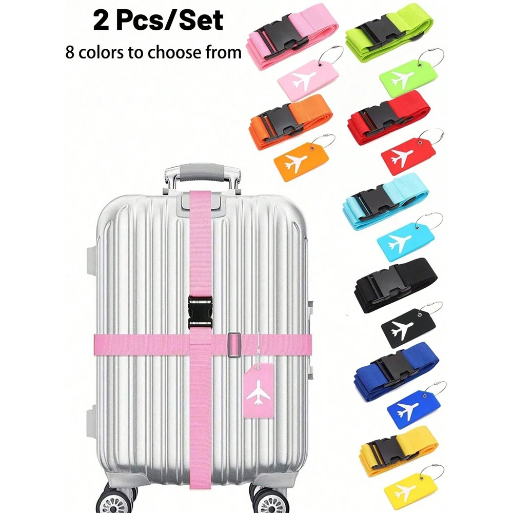 Luggage Tag Leather - Juego de correas para equipaje con