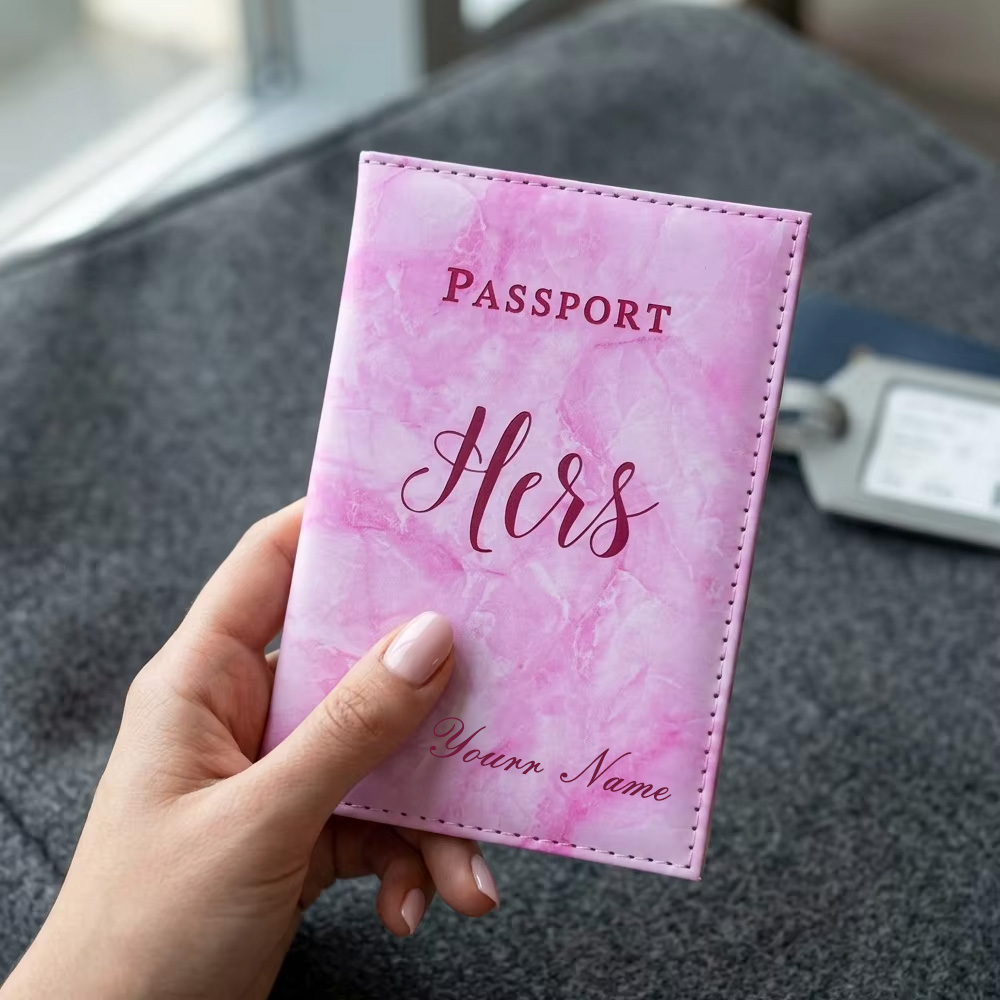 Travel Accessories Gifts For Her - Funda de Pasaporte Personalizada de Mármol,